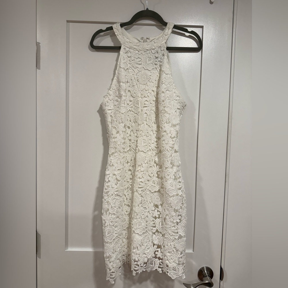 Lulus White Lace Mini Dress Love Poem- XL - Picture 7 of 8